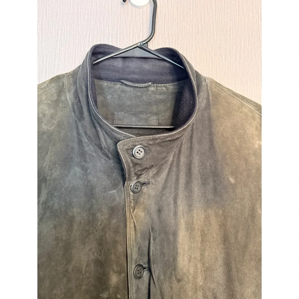 Ermenegildo Zegna Bomber Jacket Men's Size L/XL Charcoal Pelle Suede Leather VTG